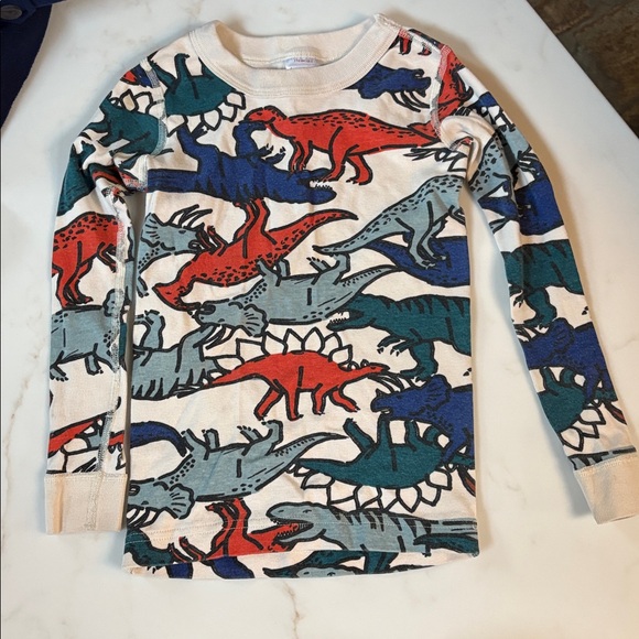 Hanna Andersson Dinosaur Long Sleeve Shirt - Red, Blue, Cream - Picture 2 of 3
